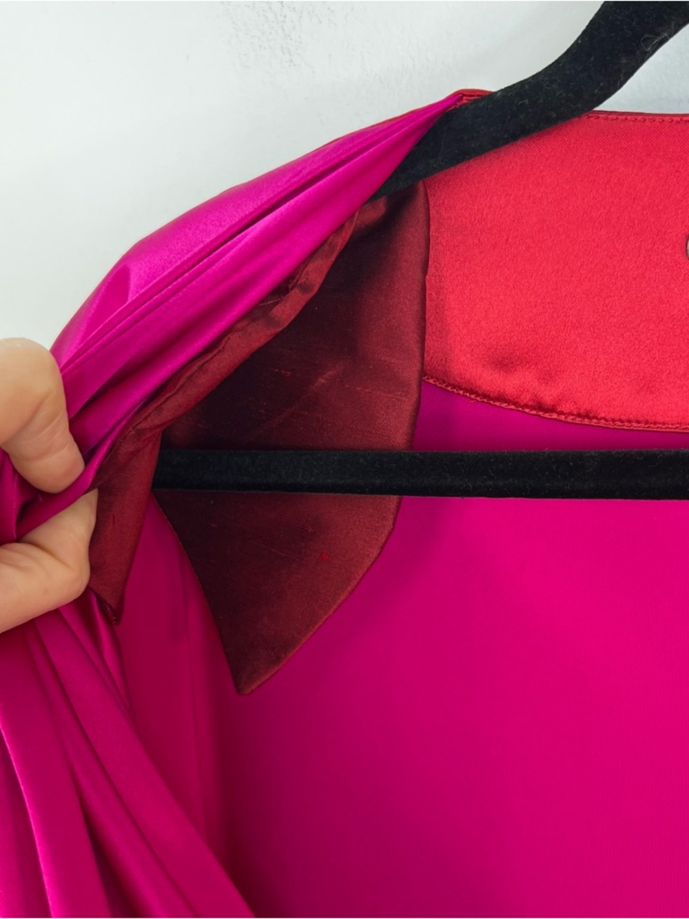 Ports 1961 Y2K archival pure silk draped cowl neck fuschia red batwing dress 6 - Picture 10 of 17